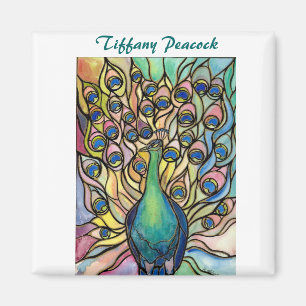 Aimant Tiffany Peacock en verre teint style ART Magnet!