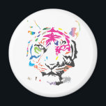 Aimant Tigre arc-en-ciel<br><div class="desc">Un design très cool et moderne avec un tigre, détruit dans beaucoup de taches d'encre super colorées.</div>
