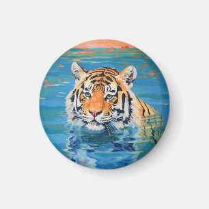 Aimant Tigre, badge, aimant, peint, art coloré