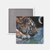 Aimant Tigre d'Imaginaire et lune (Recto/Verso)