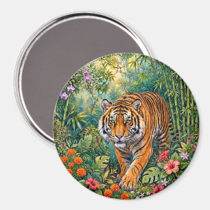 Aimant Tigre du Bengale Bambou Vibrant Jungle