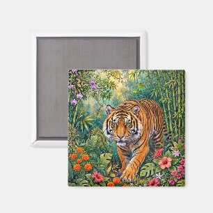 Aimant Tigre du Bengale Bambou Vibrant Jungle