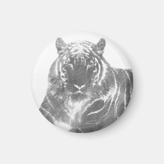 Aimant Tigre noir et blanc (Devant)