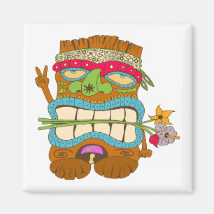 Aimant Tiki Amoureux de la Paix, Hippie Floral, Drôle