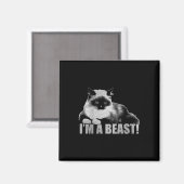 Aimant Timbre de chat graphique branché Je suis une bête (Recto/Verso)