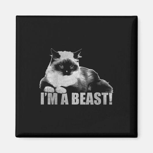 Aimant Timbre de chat graphique branché Je suis une bête (Devant)