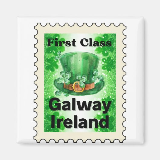 Aimant Timbre de première classe Galway Irlande (Devant)