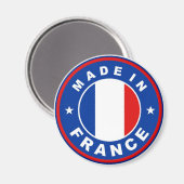 Aimant timbre rond étiquette du drapeau de la france (Recto/Verso)
