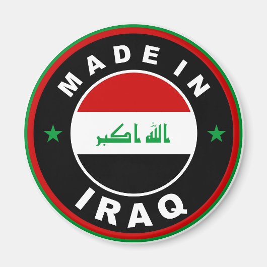 Aimant timbre rond étiquette du drapeau irak (Devant)