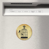 Aimant Timbre vintage de cage à oiseaux. (In Situ (Lave-vaisselle))