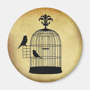 Aimant timbre vintage de cage à oiseaux