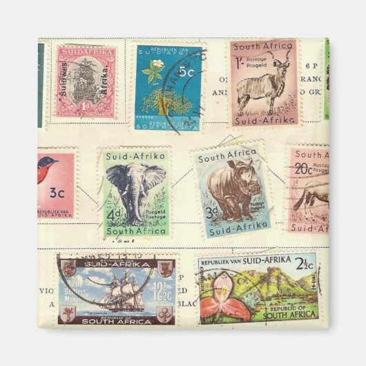 Aimant Timbres d'Afrique du Sud (Devant)