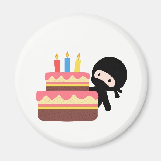 Aimant Tiny Ninja Derrière le gâteau d'anniversaire (Devant)