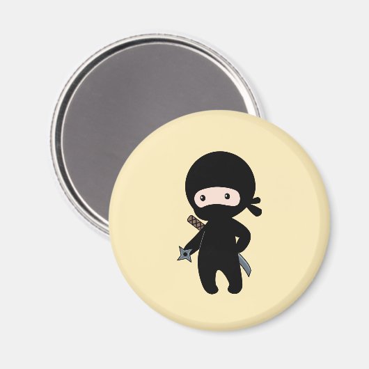 Aimant Tiny Ninja tenant l'étoile à projeter sur Jaune (Recto/Verso)