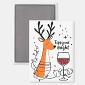 Aimant Tipsy and Bright Reindeer  (Recto/Verso)