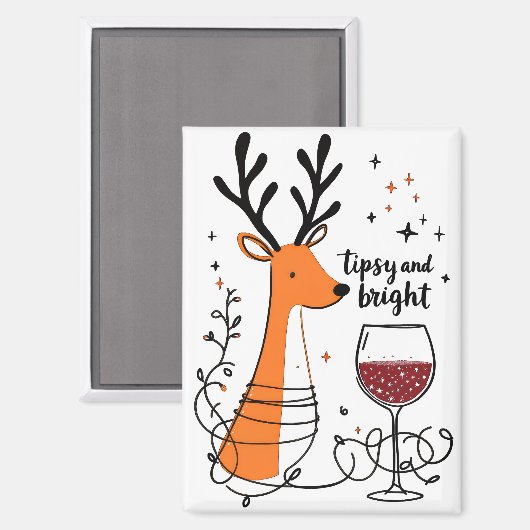 Aimant Tipsy and Bright Reindeer (Recto/Verso)
