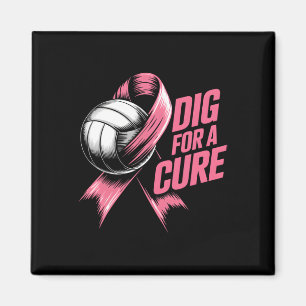 Aimant Tirer Au Ribbon Cure Volleyball Cancer Du Sein Con
