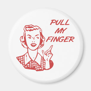 Aimant Tirer mon doigt Retro femme de ménage rouge