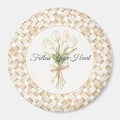 Aimant Tissu Panier Blanc Crème (Devant)