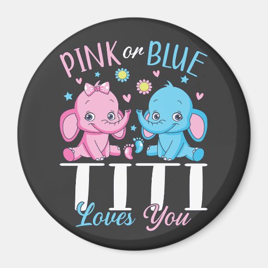 Aimant Titi rose Ou Bleu Vous Aime Cercle Baby Éléphant (Devant)