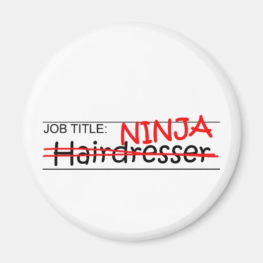 Aimant Titre du travail Ninja - Coiffeur (Devant)