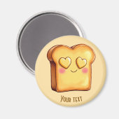 Aimant Toast caricatural mignon et souriant (Recto/Verso)