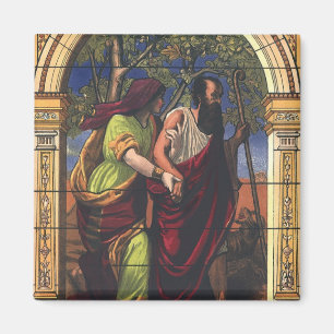 Aimant Tobit aveugle et femme Anna, Religion vintage