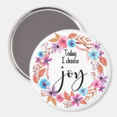Aimant Today I choose Joy Inspirational Quote Pink Floral (Recto/Verso)