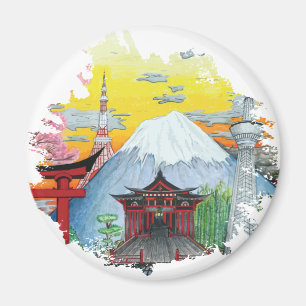 Aimant Tokyo avec l'art d'original du mont Fuji