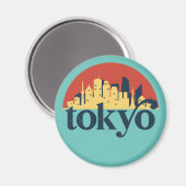 Aimant Tokyo City Skyline Retro Cityscape Art (Recto/Verso)