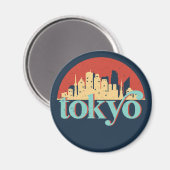 Aimant Tokyo Japan Skyline Retro Travel Art (Recto/Verso)