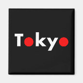 Aimant Tokyo moderne Japon - Chiffres rouges couleur fonc (Devant)
