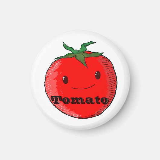 Aimant Tomate Cartoon Cute Avec Texte (Devant)