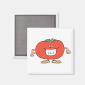 Aimant tomate de dessin animé heureux et idiot (Recto/Verso)