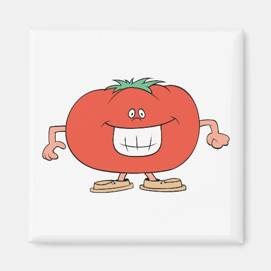 Aimant tomate de dessin animé heureux et idiot (Devant)
