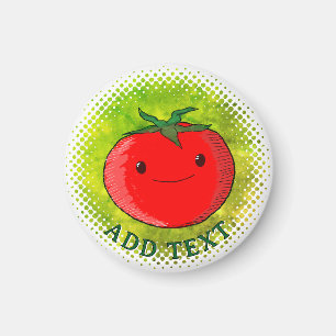 Aimant Tomate de dessin animé mignon Fond aquarelle