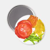 Aimant Tomate empilée avec poivrons tranchés (Recto/Verso)