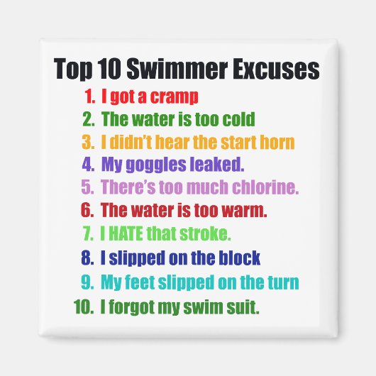 Aimant Top Ten Swimmers Excusent (Devant)