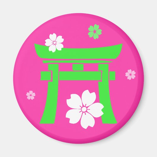 Aimant Torii (vert et rose) (Devant)