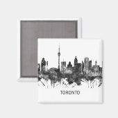 Aimant Toronto Canada Skyline BW (Recto/Verso)