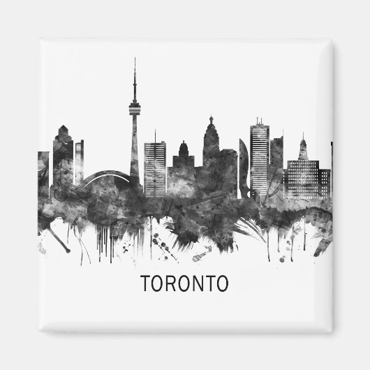 Aimant Toronto Canada Skyline BW (Devant)
