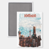 Aimant Toronto Canada Skyline Silhouette (Recto/Verso)