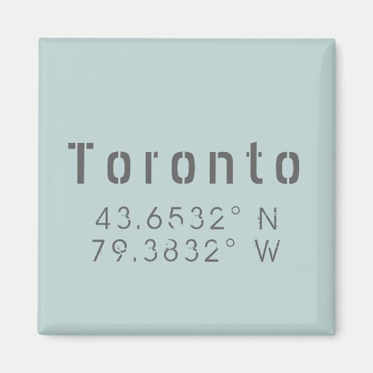 Aimant Toronto Latitude et Longitude (Devant)