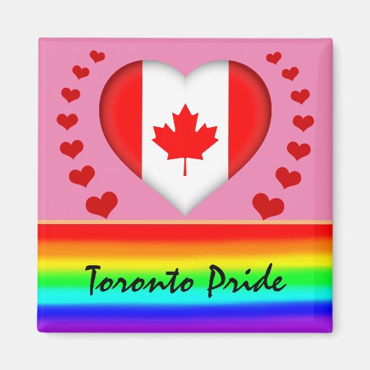 Aimant Toronto Pride & Hearts & Rainbow Flag / Love (Devant)