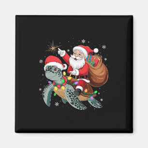 Aimant Tortue amusante Noël Père Noël équitation Tortue d