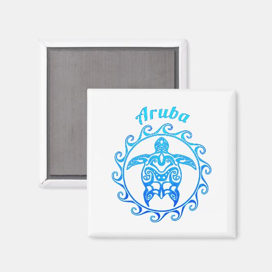Aimant Tortue bleue Aruba (Recto/Verso)