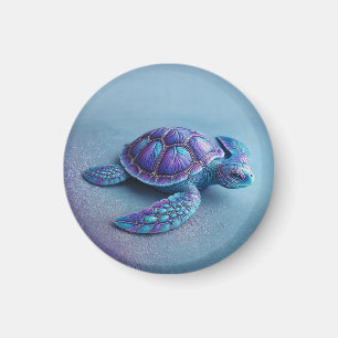 Aimant Tortue de mer couleur bleu sarcelle violet Tortue 