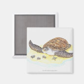Aimant Tortue de mer et bébés (Recto/Verso)