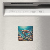 Aimant Tortue de mer et corail (In Situ (Lave-vaisselle))