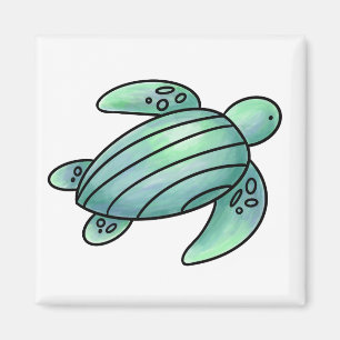Aimant tortue de mer peinte à l'aquarelle dessin animé bl